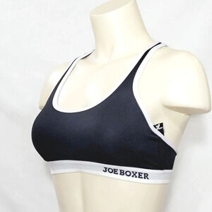 Joe Boxer Logo Band Racerback Wire Free Wireless Sports‎ Bra Black & W